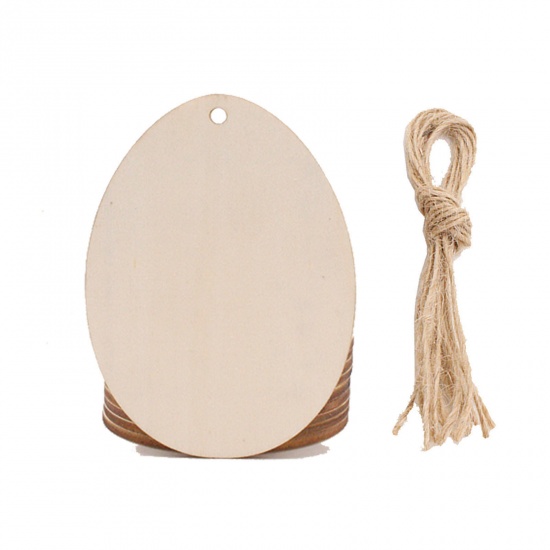 Picture of 1# Boxwood Easter Day Party Decorations Natural Egg With 2M Jute Ropes 8cm x 6cm, 1 Set ( 10 PCs/Packet)