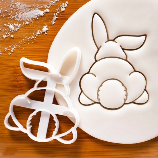 Picture of Plastic Easter Day Cutting Dies Tools For Cookie Clay DIY Making White Rabbit Animal 9cm x 6.7cm, 1 Piece