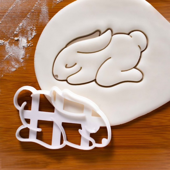 ABS 復活日 イースター 復活祭 抜き型ツール 粘土のクッキーを作る DIY 手作り ハンドメイド 白 ウサギ バニー 兎 9.5cmx 5.9cm、 1 個 の画像