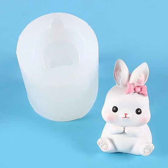Picture of Silicone Easter Day Resin Mold For Candle Soap DIY Making Rabbit White 5.5cm x 4.6cm, 1 Piece