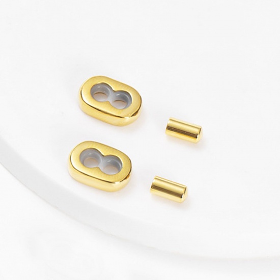 Picture of 304 Stainless Steel Clasps Infinity Symbol Gold Plated Adjustable (Fits Cord Size: 3mm) 1 Set