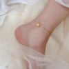 Picture of 304 Stainless Steel Link Cable Chain Anklet Gold Plated Adjustable Heart 21cm(8 2/8") long, 1 Piece