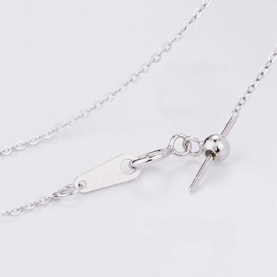 Picture of 316 Stainless Steel Link Cable Chain Anklet Silver Tone Adjustable 23cm(9") long, 1 Piece