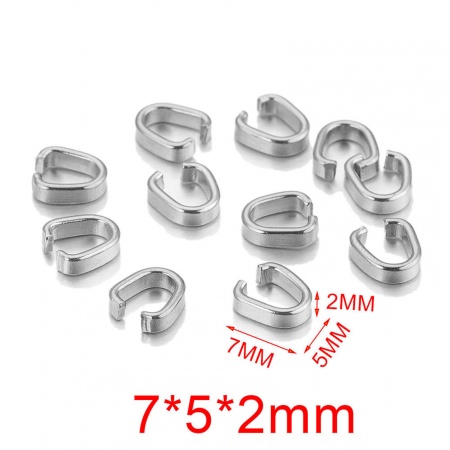 Picture of 304 Stainless Steel Pendant Pinch Bails Clasps Silver Tone 7mm x 5mm, 10 PCs