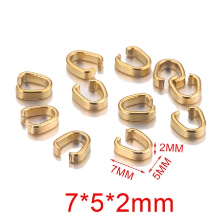 Picture of 10 PCs 304 Stainless Steel Pendant Pinch Bails Clasps 18K Gold Plated 7mm x 5mm
