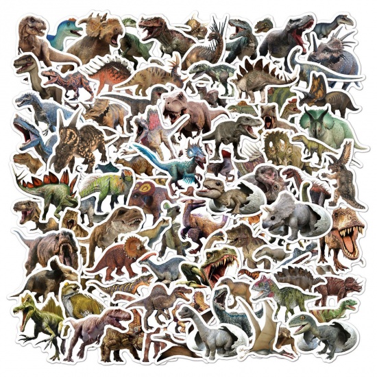 Image de Rétro en PE Multicolore Dinosaures 6cm - 8cm, 1 Paquet ( 100 Pcs/Paquet)