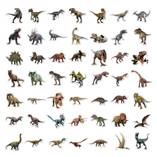 Image de Rétro en PE Multicolore Dinosaures 6cm - 8cm, 1 Paquet ( 100 Pcs/Paquet)