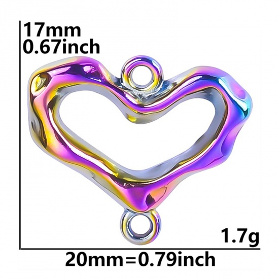 Picture of Zinc Based Alloy Valentine's Day Connectors Heart Rainbow Color Plated 20mm x 17mm, 5 PCs
