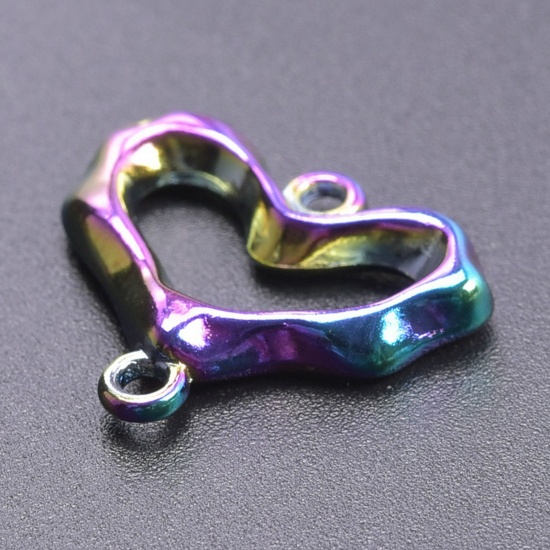 Immagine di Lega di Zinco San Valentino Connettore Accessori Cuore Colore Arcobaleno Placcato 20mm x 17mm, 5 Pz