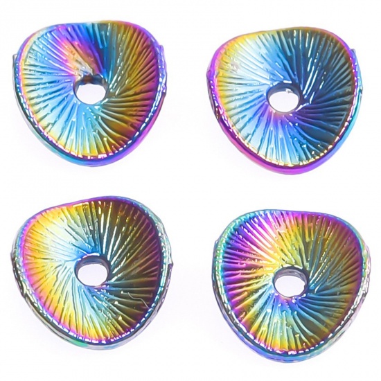 Picture of Zinc Based Alloy Spacer Beads For DIY Charm Jewelry Making Rainbow Color Plated Irregular About 9mm x 8mm, Hole: Approx 1.5mm, 10 PCs