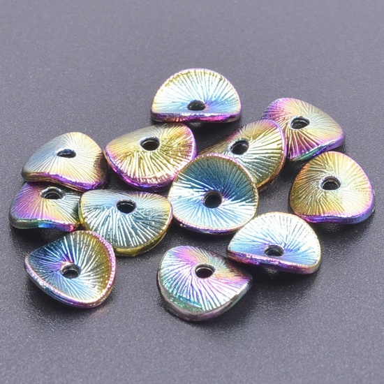 Immagine di Lega di Zinco Perline per la Creazione di Gioielli con Ciondoli Fai-da-te Colore Arcobaleno Placcato Irregolare Circa 9mm x 8mm, Foro:Circa 1.5mm, 10 Pz