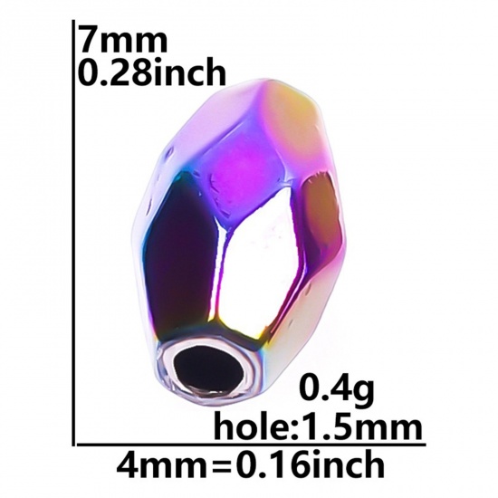 Immagine di Lega di Zinco Perline per la Creazione di Gioielli con Ciondoli Fai-da-te Colore Arcobaleno Placcato Barile Sezione Circa 7mm x 4mm, Foro:Circa 1.5mm, 10 Pz