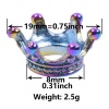 Immagine di Lega di Zinco Charms Corona Colore Arcobaleno Placcato 3D 19mm x 8mm , 5 Pz