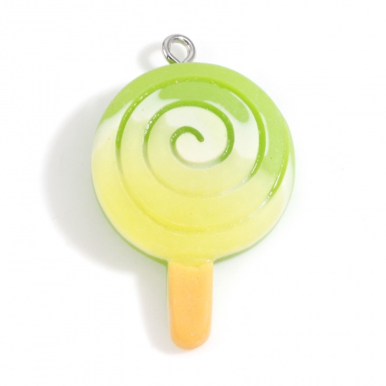 Picture of Resin Pendants Lollipop Green 3.5cm x 2.2cm, 10 PCs