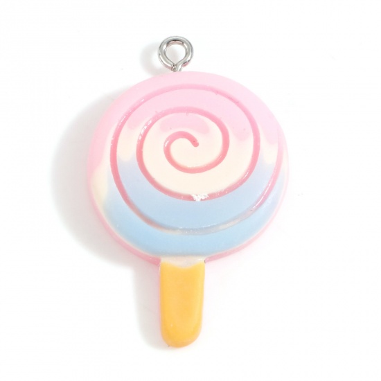 Picture of Resin Pendants Lollipop Pink 3.5cm x 2.2cm, 10 PCs