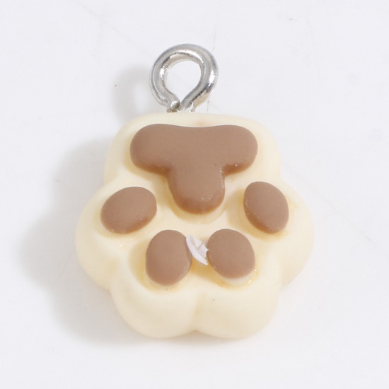 Picture of Resin Pet Memorial Charms Paw Claw Coffee 16mm x 13mm, 10 PCs