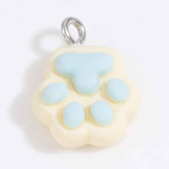Picture of Resin Pet Memorial Charms Paw Claw Blue 16mm x 13mm, 10 PCs