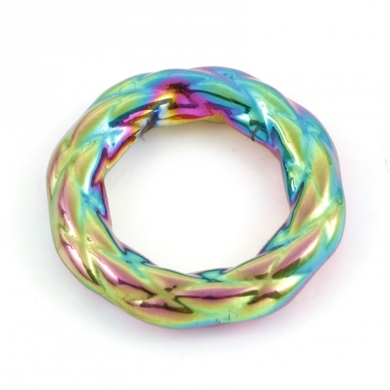 Picture of 304 Stainless Steel Charms Rainbow Color Plated Circle Ring 20mm Dia., 2 PCs