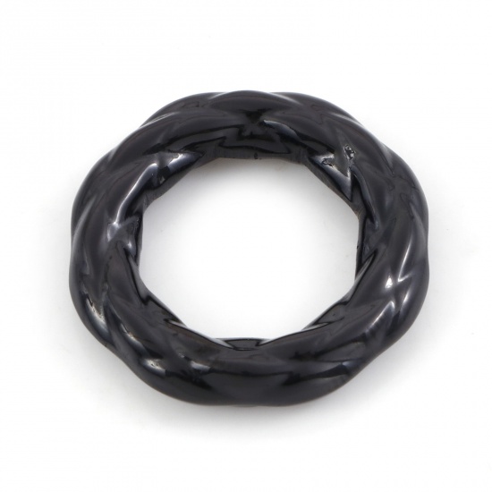 Picture of 304 Stainless Steel Charms Black Circle Ring 20mm Dia., 2 PCs