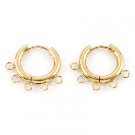 Picture of 1 Pair Vacuum Plating 304 Stainless Steel Hoop Earrings Round Gold Plated With Loop 20mm x 18mm, Post/ Wire Size: (18 gauge)