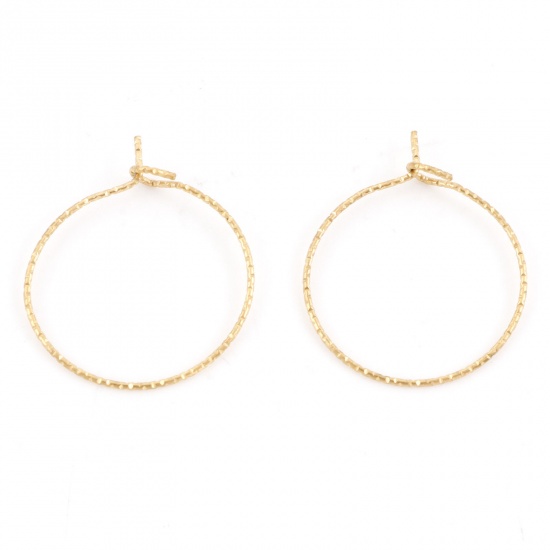 Picture of 316 Stainless Steel Hoop Earrings Round Gold Plated 25mm x 21mm, Post/ Wire Size: (21 gauge), 10 PCs