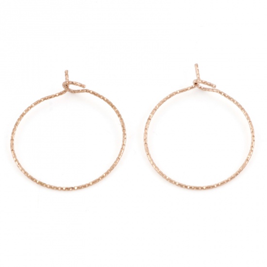 Picture of 316 Stainless Steel Hoop Earrings Round Rose Gold 25mm x 21mm, Post/ Wire Size: (21 gauge), 10 PCs