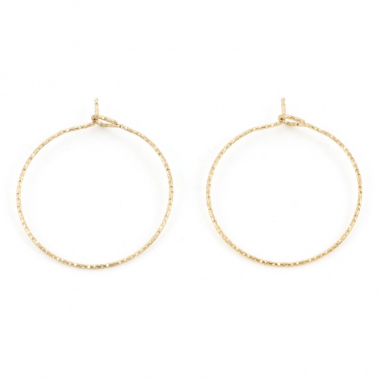 Picture of 316 Stainless Steel Hoop Earrings Round Gold Plated 3cm x 2.5cm, Post/ Wire Size: (21 gauge), 10 PCs
