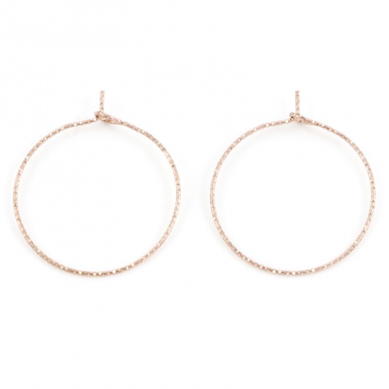 Picture of 316 Stainless Steel Hoop Earrings Round Rose Gold 3cm x 2.5cm, Post/ Wire Size: (21 gauge), 10 PCs