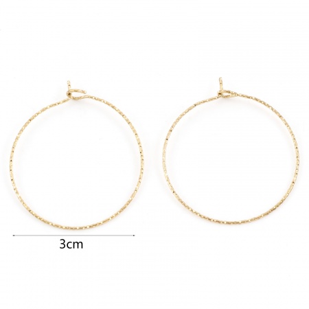 Picture of 10 PCs Vacuum Plating 316 Stainless Steel Hoop Earrings Round Gold Plated 3.5cm x 3cm, Post/ Wire Size: (21 gauge)