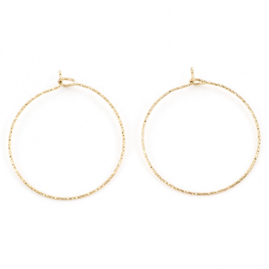 Picture of 316 Stainless Steel Hoop Earrings Round Gold Plated 3.5cm x 3cm, Post/ Wire Size: (21 gauge), 10 PCs