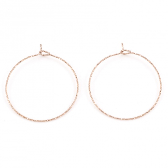 Picture of 316 Stainless Steel Hoop Earrings Round Rose Gold 3.5cm x 3cm, Post/ Wire Size: (21 gauge), 10 PCs