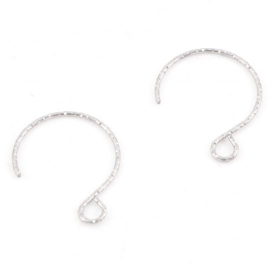 Picture of 316 Stainless Steel Ear Wire Hooks Earring Silver Tone 20mm x 16mm, Post/ Wire Size: (21 gauge), 10 PCs