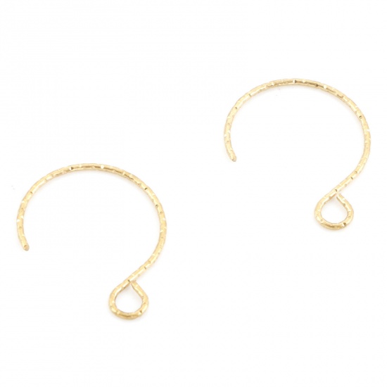Picture of 316 Stainless Steel Ear Wire Hooks Earring Gold Plated 20mm x 16mm, Post/ Wire Size: (21 gauge), 10 PCs