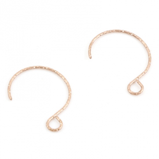 Picture of 316 Stainless Steel Ear Wire Hooks Earring Rose Gold 20mm x 16mm, Post/ Wire Size: (21 gauge), 10 PCs