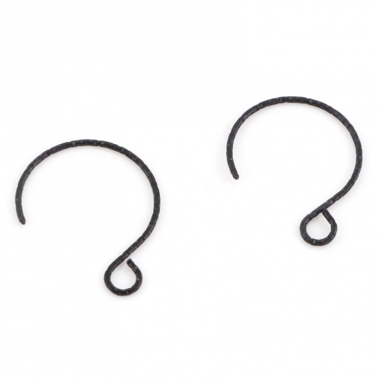 Picture of 316 Stainless Steel Ear Wire Hooks Earring Black 20mm x 16mm, Post/ Wire Size: (21 gauge), 10 PCs