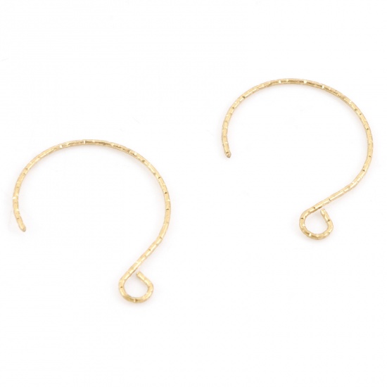 Picture of 316 Stainless Steel Ear Wire Hooks Earring Gold Plated 24mm x 18mm, Post/ Wire Size: (21 gauge), 10 PCs