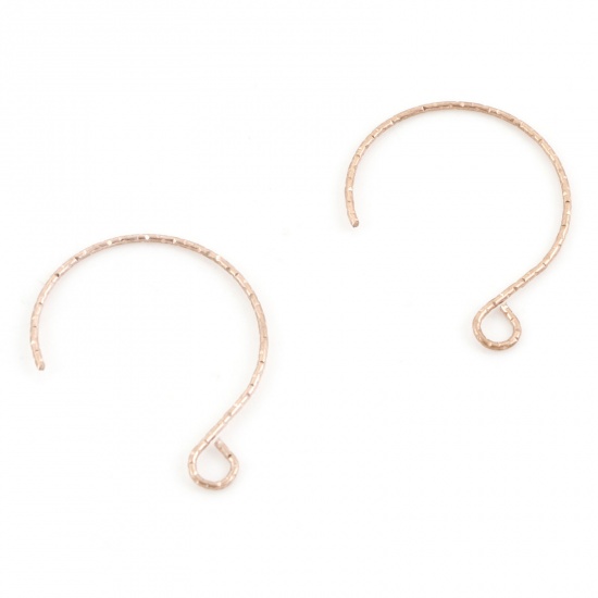 Picture of 316 Stainless Steel Ear Wire Hooks Earring Rose Gold 24mm x 18mm, Post/ Wire Size: (21 gauge), 10 PCs