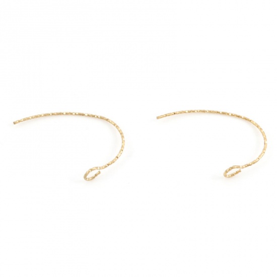 Picture of 316 Stainless Steel Ear Wire Hooks Earring U-shaped Gold Plated 24mm x 20mm, Post/ Wire Size: (21 gauge), 10 PCs