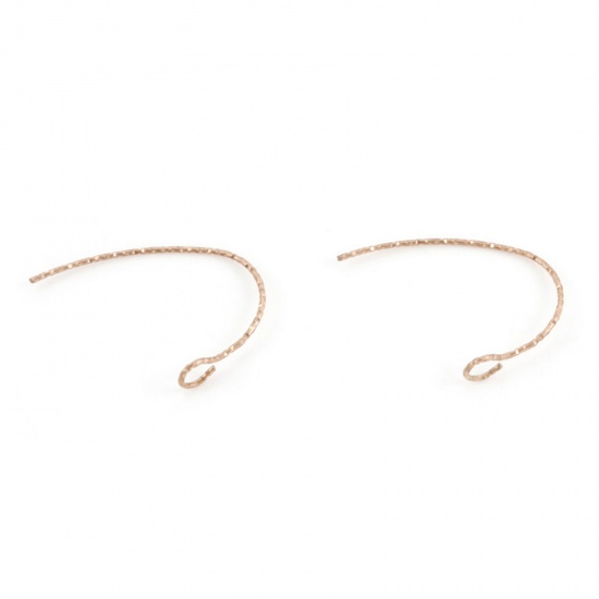 Picture of 10 PCs Vacuum Plating 316 Stainless Steel Ear Wire Hooks Earrings For DIY Jewelry Making Accessories U-shaped Rose Gold 24mm x 20mm, Post/ Wire Size: (21 gauge)