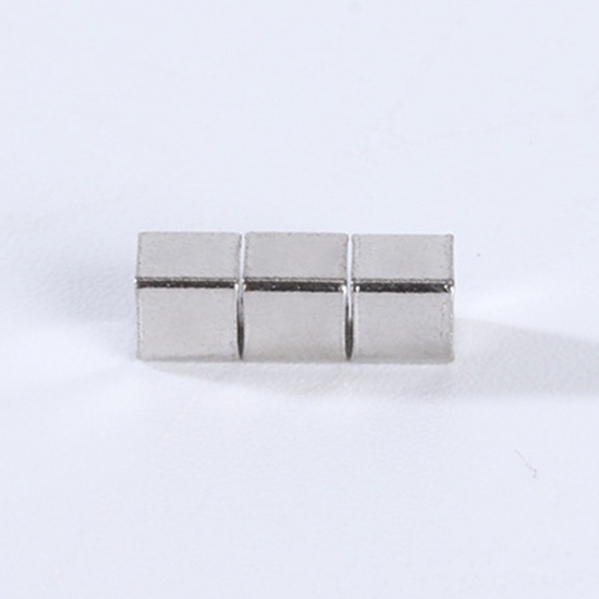 Picture of 20 PCs 304 Stainless Steel Beads For DIY Jewelry Making (No Hole) Cube Silver Tone 2.5mm x 2.5mm