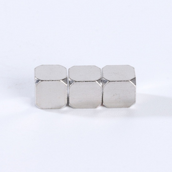 Picture of 20 PCs 304 Stainless Steel Beads For DIY Jewelry Making (No Hole) Cube Silver Tone 5mm x 5mm