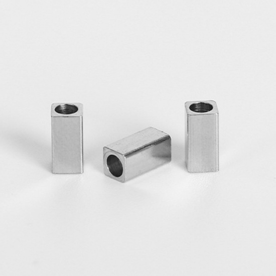 Picture of 304 Stainless Steel Beads Rectangle Silver Tone 3mm x 6mm, Hole: Approx 2mm, 20 PCs