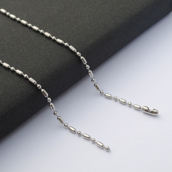 Picture of 304 Stainless Steel Bamboo Chain Necklace Silver Tone 60cm(23 5/8") long, Chain Size: 2.4mm, 1 Piece