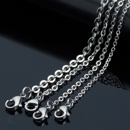 Picture of 304 Stainless Steel Link Cable Chain Necklace Silver Tone 55cm(21 5/8") long, Chain Size: 3mm, 1 Piece