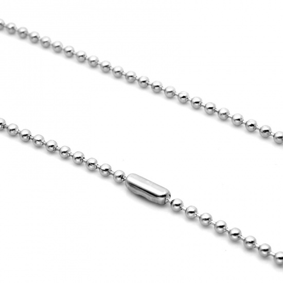 Picture of 304 Stainless Steel Ball Chain Necklace Silver Tone 70cm(27 4/8") long, Chain Size: 2.4mm, 1 Piece