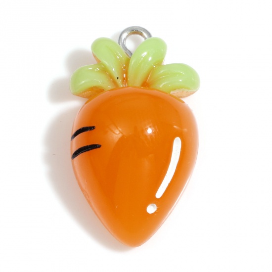 Picture of Resin Charms Carrot Orange 25mm x 14.5mm, 10 PCs