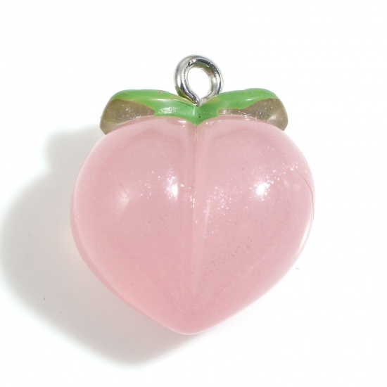 Picture of Resin Charms Peach Fruit Pink 20mm x 17mm, 10 PCs