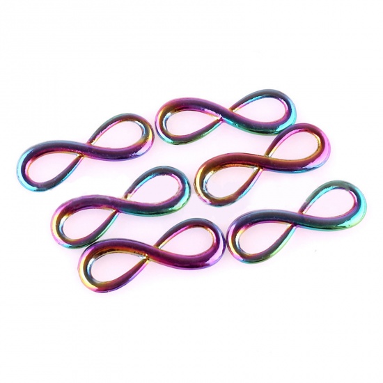 Immagine di Lega di Zinco Religione Connettore Simbolo di Infinito Colore Arcobaleno Placcato 23mm x 8mm , 5 Pz