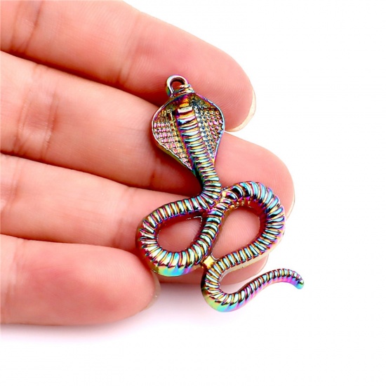 Immagine di Lega di Zinco Ciondoli Serpente Multicolore Placcatura 44mm x 27mm , 5 Pz