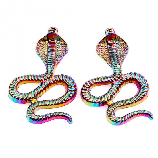 Immagine di Lega di Zinco Ciondoli Serpente Multicolore Placcatura 44mm x 27mm , 5 Pz